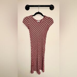 Chic Plaid Midi Dress in Red and White